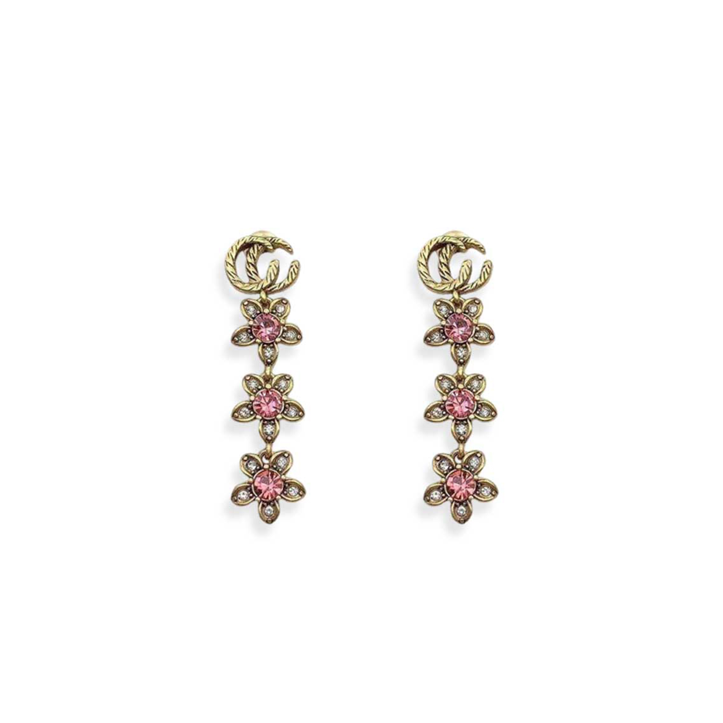 GUCCI SPARKLING DIAMOND FLOWER EARRINGS 